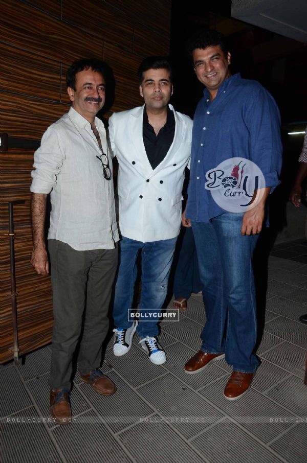 Rajkumar Hirani, Karan Johar and Siddharth Roy Kapur at Aamir Khan's Bash