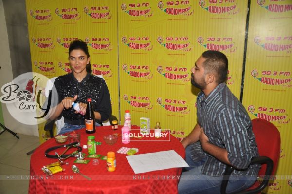 Deepika Padukone with Medicines for Constipation Promotes Piku on Radio Mirchi