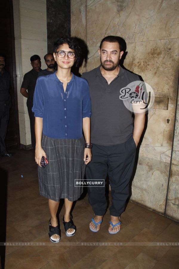 Aamir Khan and Kiran Rao pose for the media at the Special Screening of Dil Dhadakne Do (367169)