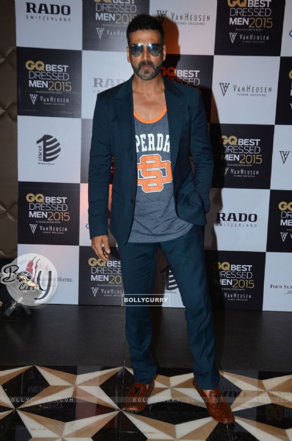 Akshay Kumar poses for the media at GQ India Best-Dressed Men in India 2015