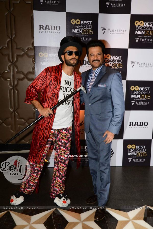 Ranveer Singh and Anil Kapoor pose for the media at GQ India Best-Dressed Men in India 2015