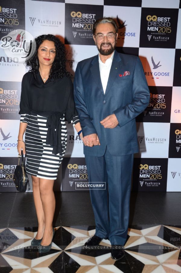 Kabir Bedi with Parveen Dusanj at GQ India Best-Dressed Men in India 2015