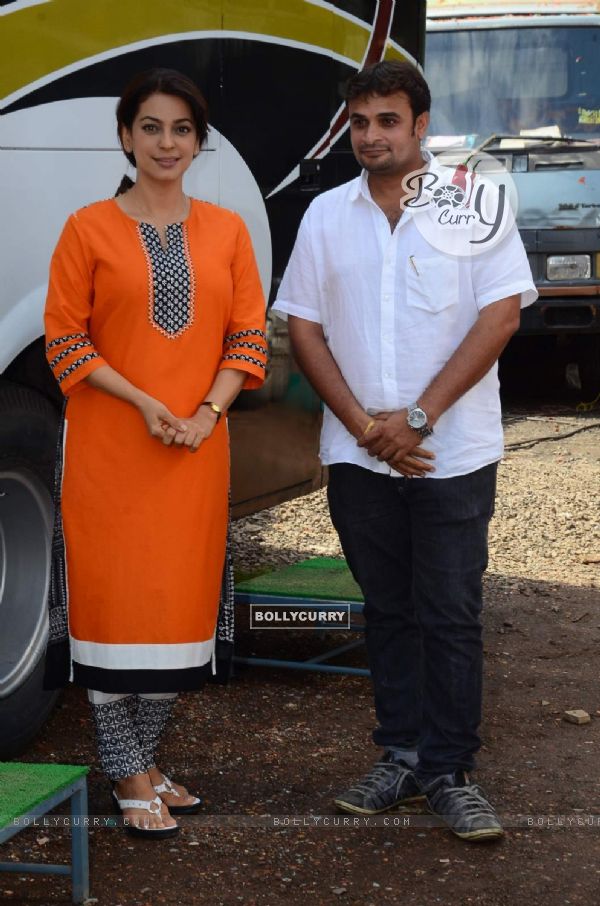 Juhi Chawla on the Sets of Her Upcoming Film
