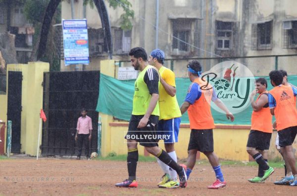 Abhishek and Ranbir at All Star Football Practice Session