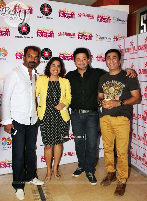 Abhijeet Panse, Vaishali Sarwankar, Swapnil Joshi and Puskar at Premiere of 'Welcome Zindagi'