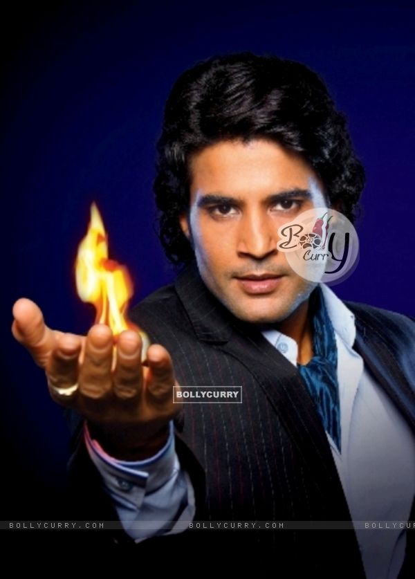Rajeev with fire in hand promoting Sach Ka Saamna