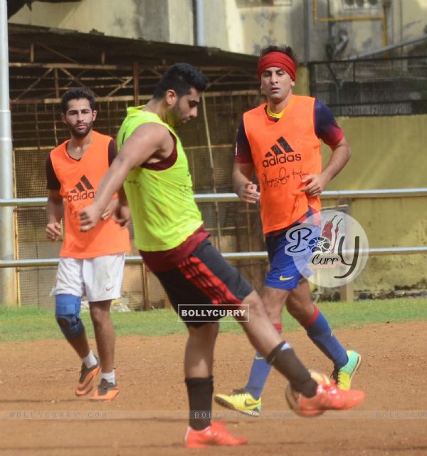 Arjun, Ranbir Kapoor and Armaan Jain Snapped Playing a Friendly Football Match
