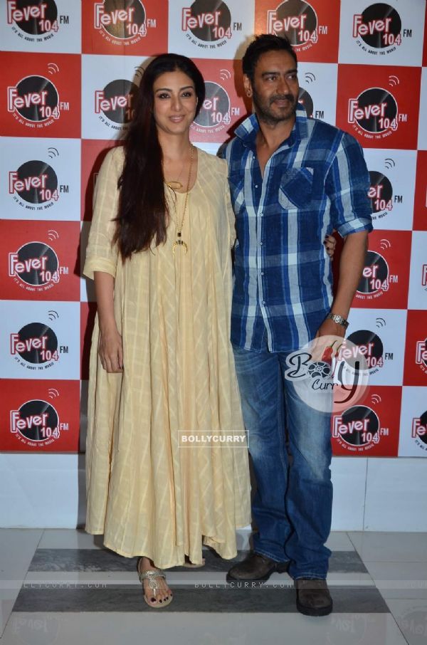Ajay Devgn and Tabu pose for the media at the Promotions of Drishyam on Fever FM (370337)