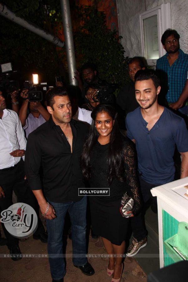 Salman Khan and Arpita Khan With Her Husband at Success Bash of ABCD 2