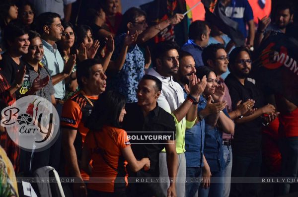 Abhishek Bachchan was snapped cheering for his team during the Pro Kabaddi Match
