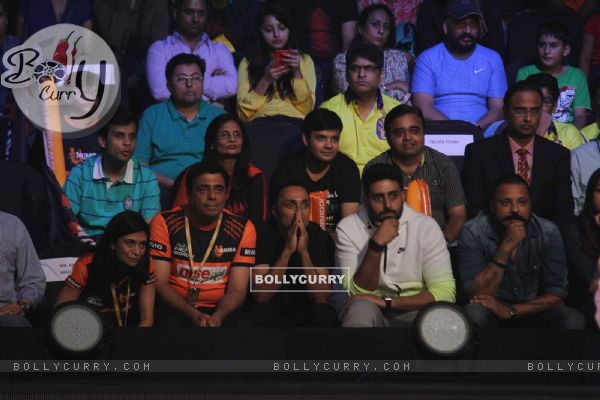 Abhishek Bachchan was snapped in a tensed mood during the Pro Kabaddi Match