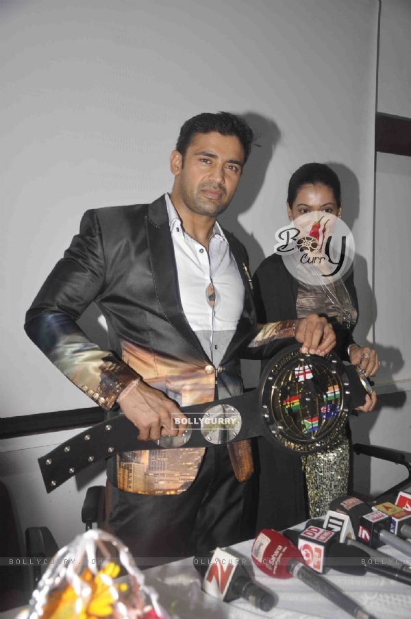 Wrestler Sangram Singh With Payal Rohatgi Unveils WWP Championship Belt