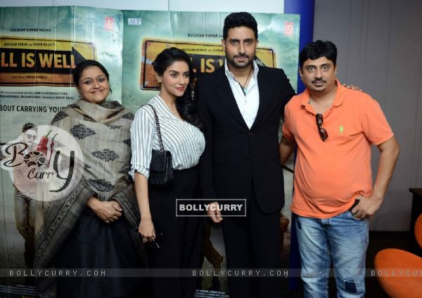 Supriya Pathak, Asin, Abhishek and Director Umesh Shukla for Promotions of All is Well