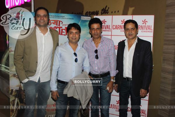 Manoj Bajpayee poses with friends at the Trailer Launch of Meeruthiya Gangsters
