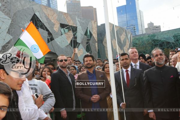 Anil Kapoor hoists the Indian tricolor at the Indian Film Festival of Melbourne