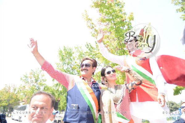 Divya Khosla and Gulshan Grover Spotted in Sabyasachi at a Flag Hoisting Ceremony in San Fransisco!