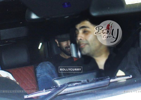 Karan Johar and ( Ranbir Kapoor's Half Face) Snapped at Aamir Khan's House