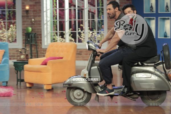 John Abraham and Anil Kapoor snapped on Comedy Nights with Kapil to promote Welcome Back