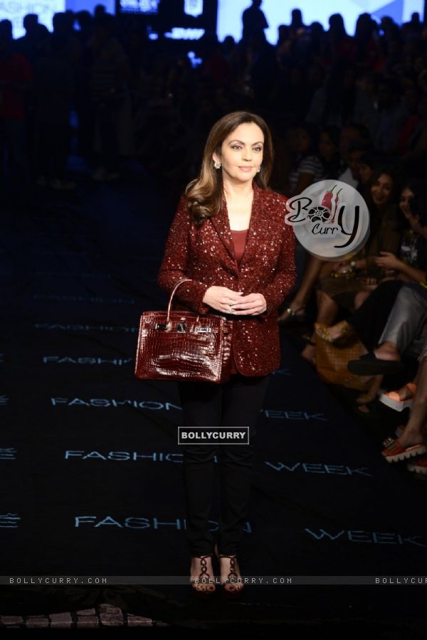 Nita Ambani walks the ramp at Lakme Fashion Week Day 4