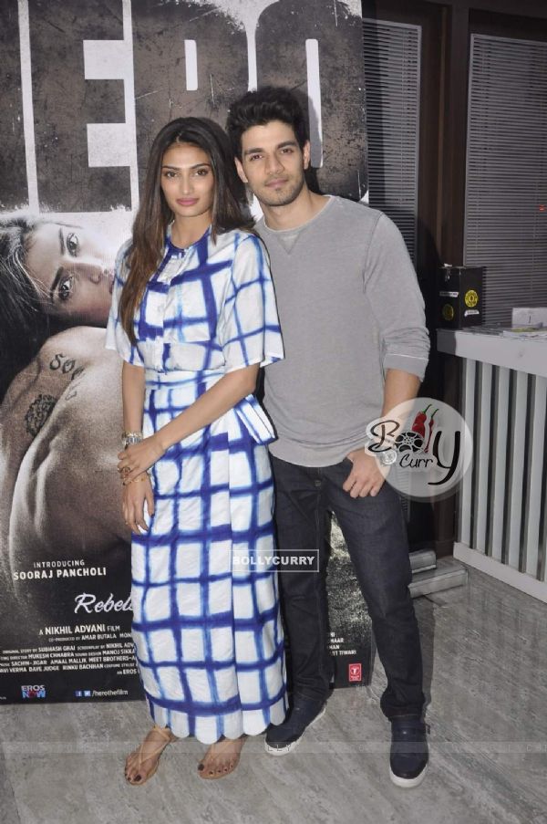 Athiya Shetty and Sooraj Pancholi for Promotions of Hero at Gold's Gym (377515)