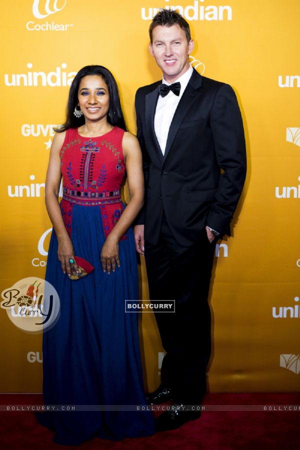 Tannishtha Chatterjee With Brett Lee at Melbourne Premiere of Unindian
