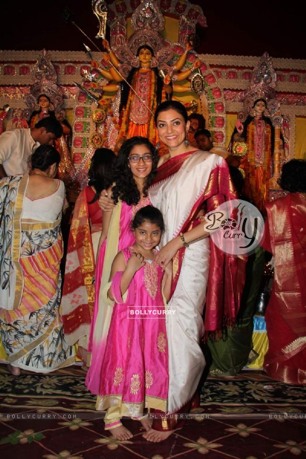Sushmita Sen with her Daughters at Durga Pooja