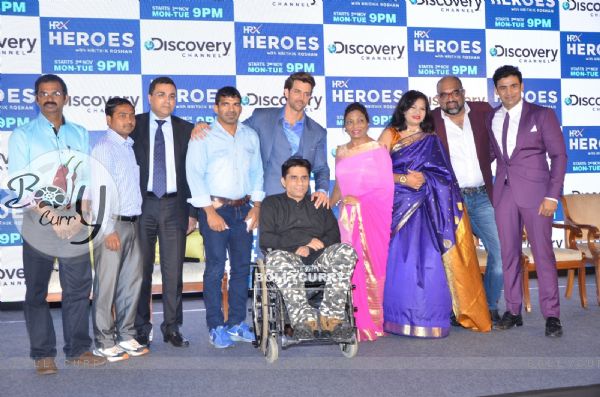 Hrithik Roshan and Sangram Singh at Launch of Discovery's New Show 'HRX Heroes'