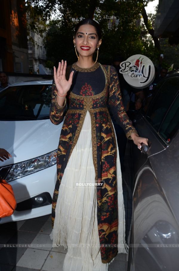 Sonam Kapoor poses for the media at the Launch of P N Gadgil Jewellers new logo