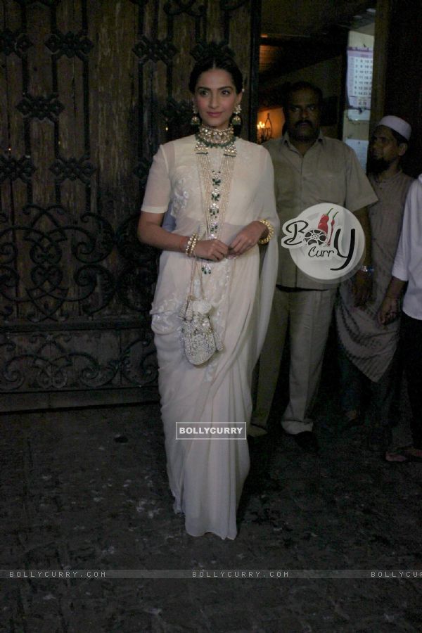 Sonam Kapoor poses for the media at Anil Kapoor's Diwali Bash