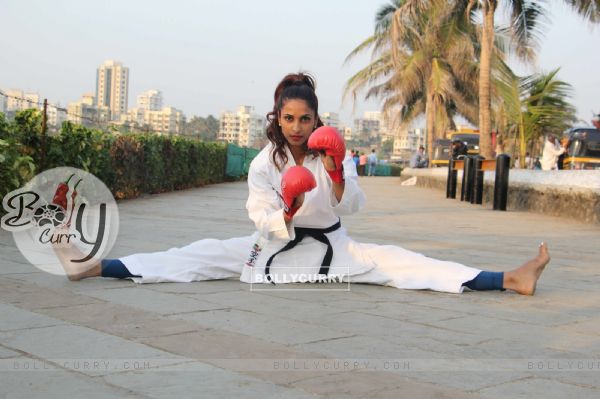 Sandhya Shetty, a black belt in Karate Goju Ryu style