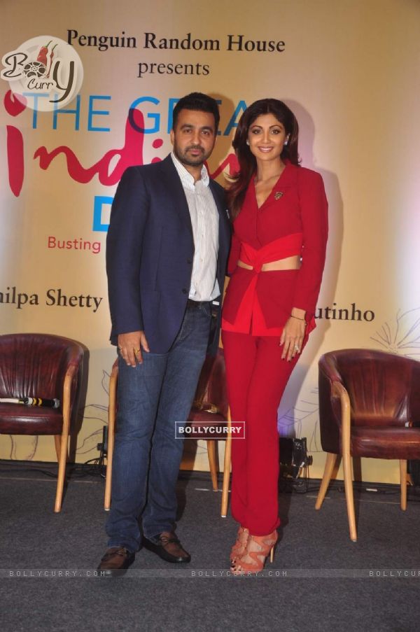 Shilpa Shetty with husband Raj Kundra at launch of her book 'The Great Indian Diet'