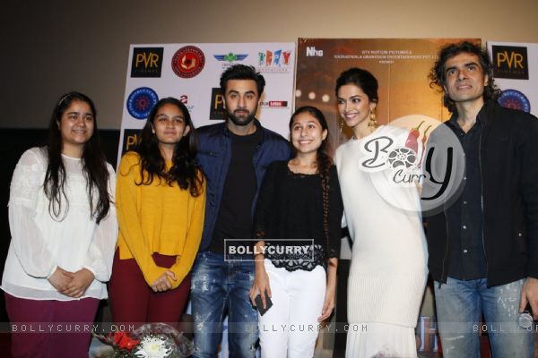 Ranbir Kapoor, Deepika Padukone and Imtiaz Ali at Promotions of Tamasha in Delhi
