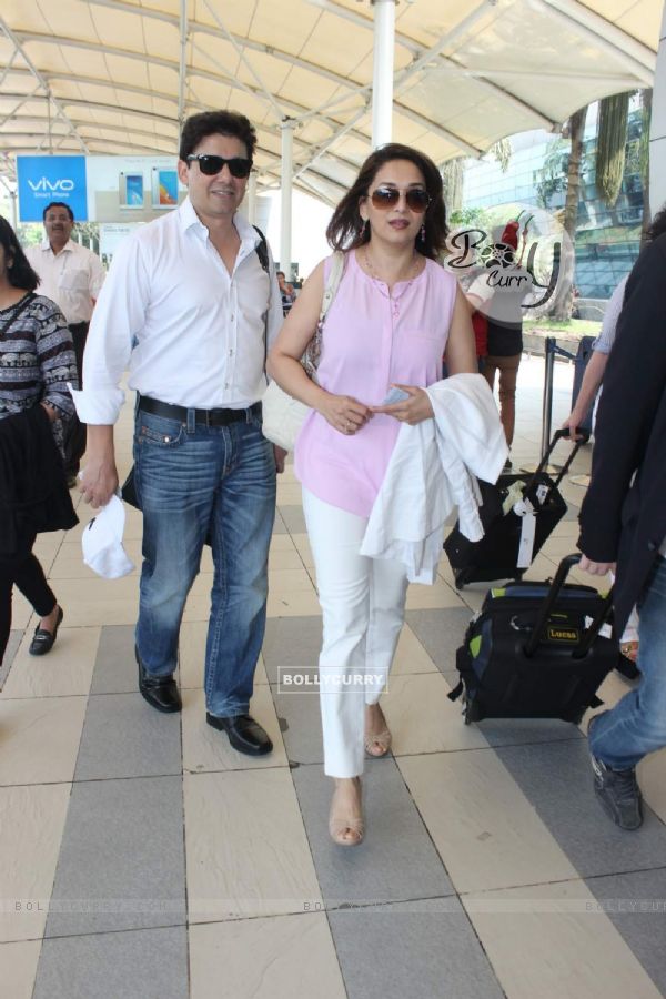 Madhuri Dixit with husband Dr. Nene Snapped at Airport