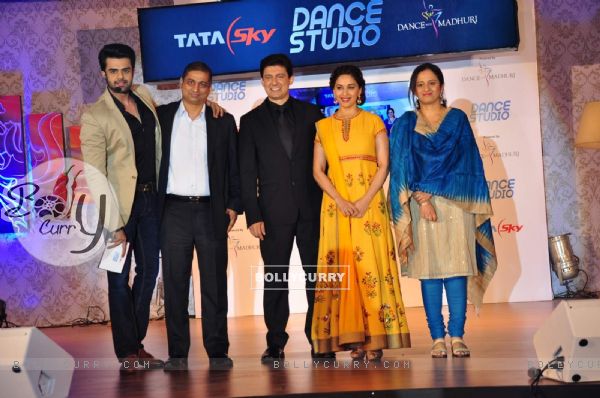 Host Manish Paul and Madhuri Dixit with her Husband at Launch of 'Dance Studio' Channel on Tata Sky