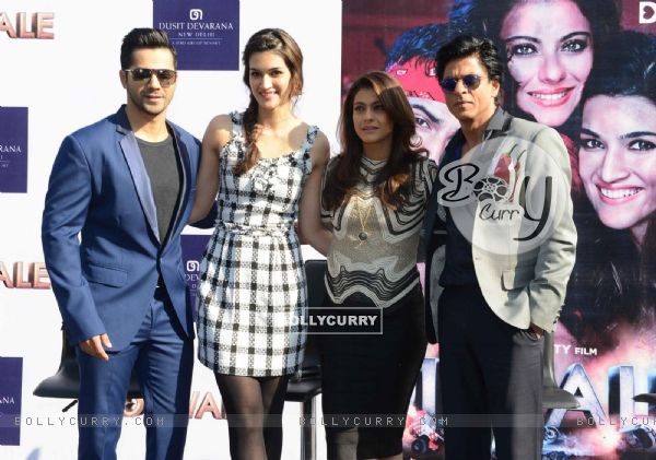 Shah Rukh Khan, Kajol, Kriti Sanon and Varun Dhawan at Press Meet of 'Dilwale' in Delhi