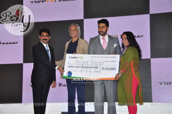 Sudhir Mishra and Abhishek Bachchan at Launch of 'Yupp TV Bazaar'