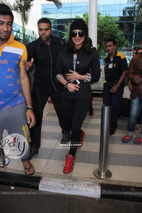 Priyanka Chopra poses for the media at Airport