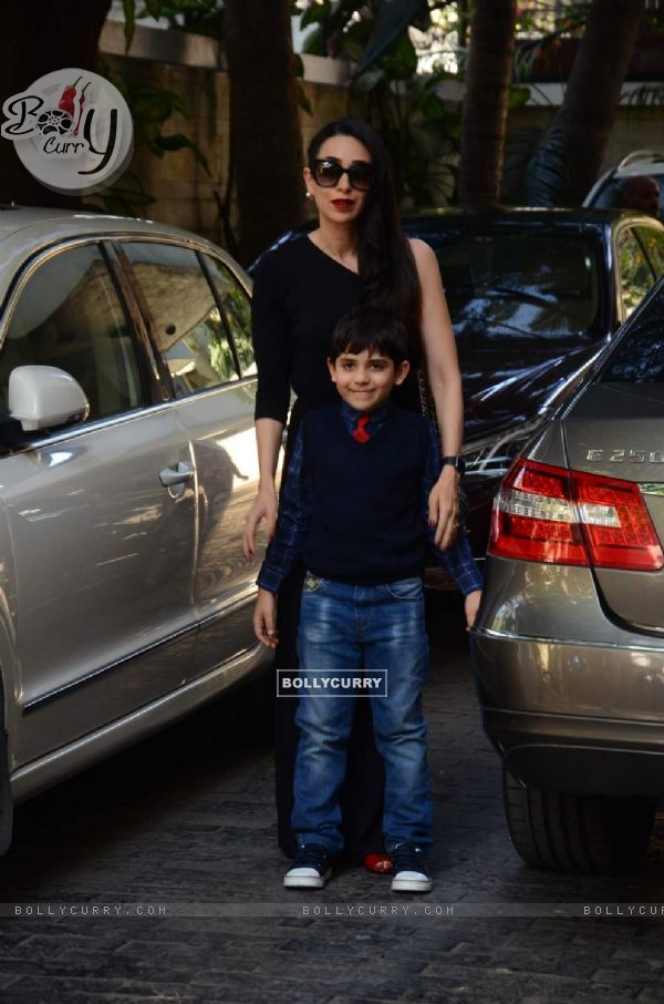 Karisma Kapoor poses with her Son at Kapoor Family's Christmas Brunch