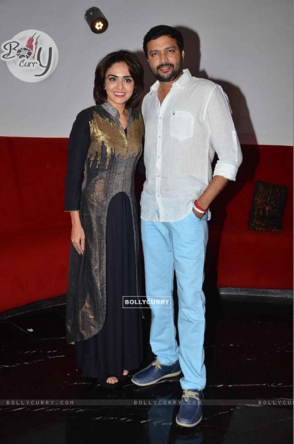 Ankush Choudhary and Amruta Khanvilkar at Premiere of Marathi Movie 'Natsamrat'
