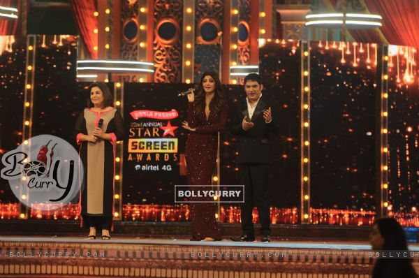 Shilpa Shetty, Farah Khan and Kapil Sharma at the 22nd Annual Star Screen Awards