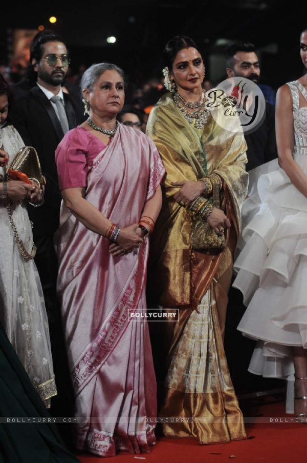 Rekha and Jaya Bachchan snapped together at the 22nd Annual Star Screen Awards