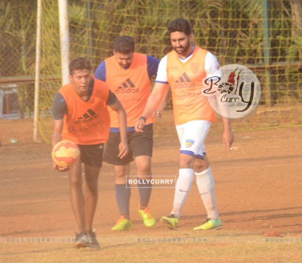 Raj Kundra and Abhishek Bachchan Snapped Practicing Soccer