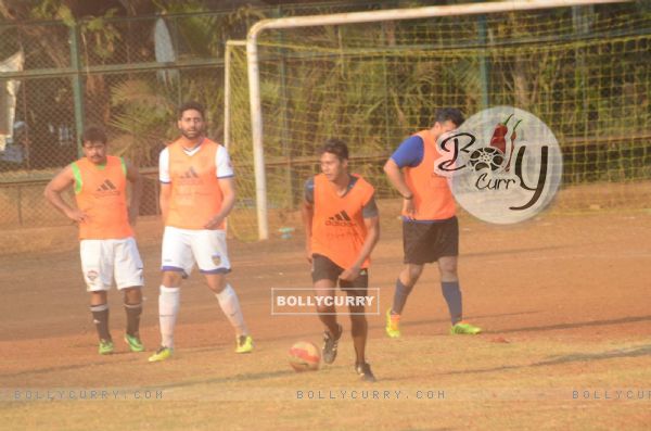 Abhishek Bachchan and Raj Kundra Snapped Practicing Soccer