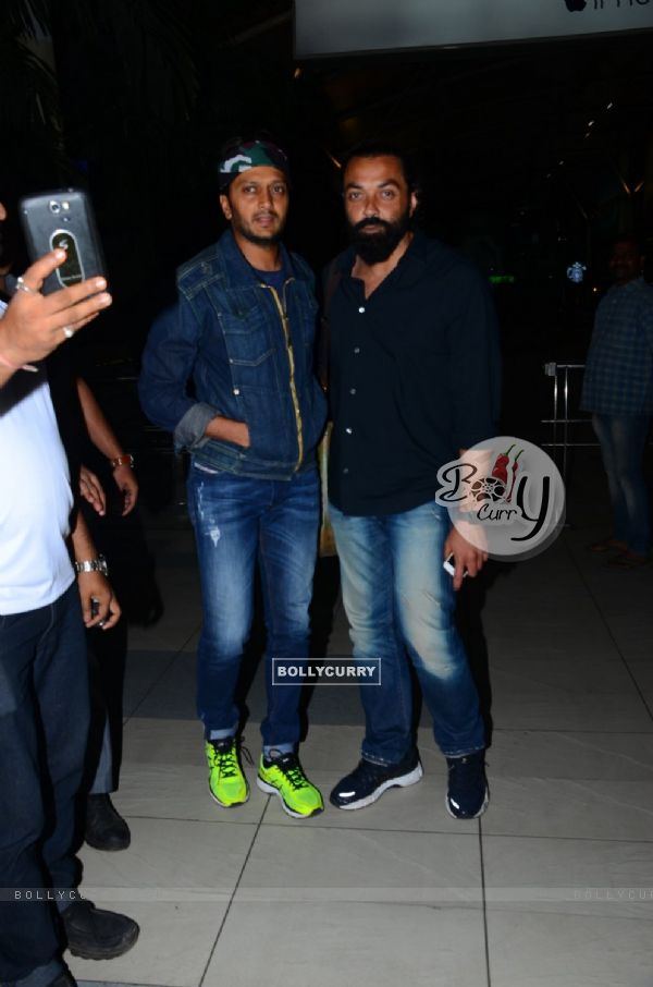 Riteish Deshmukh and Bobby Deol Snapped at Airport