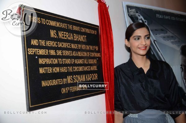 Sonam Kapoor poses for the media at Xaviers College