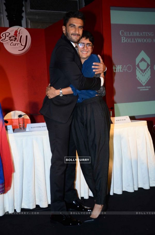 Ranveer Singh and Kiran Rao snapped hugging at Toronto's MOU with Film City