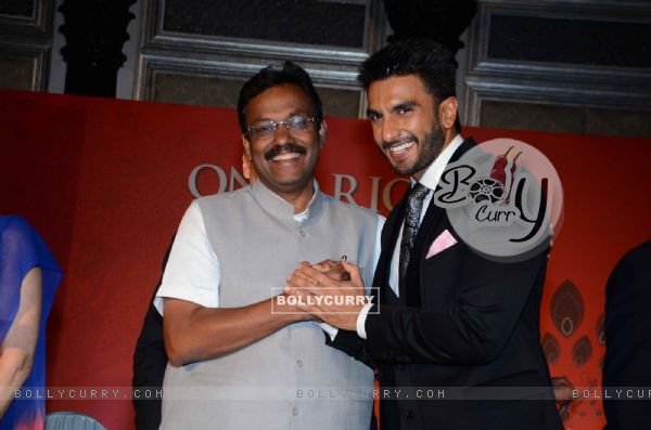 Ranveer Singh poses with the Minister at Toronto's MOU with Film City