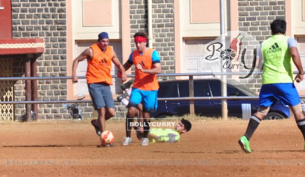 Dino Morea and Ranbir Kapoor Snapped Practicing Soccer