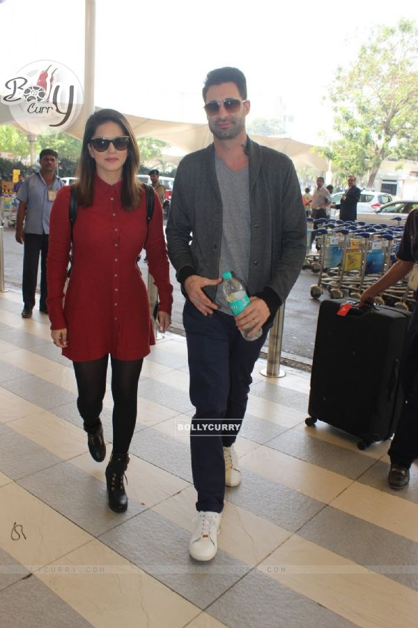 Sunny Leone with Her Husband Snapped at Airport