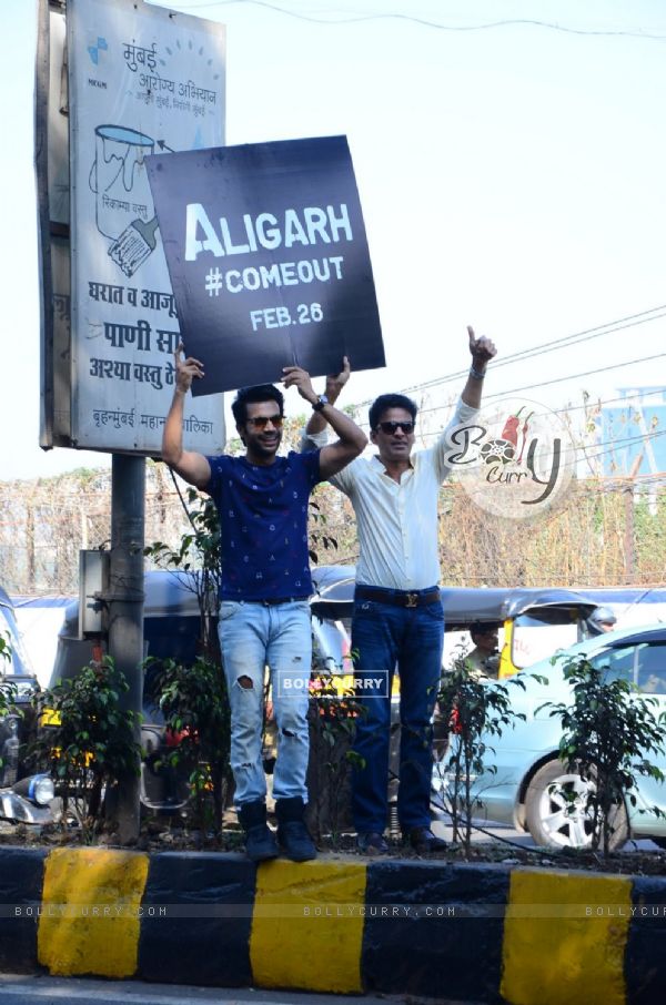 Rajkummar Rao and Manoj Bajpayee at Aligarh Film Promotions